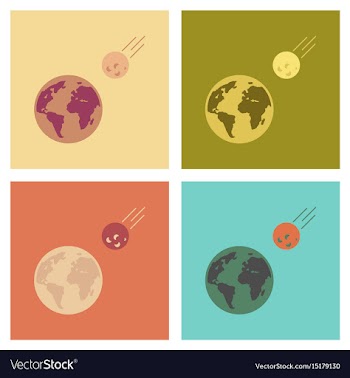 Assembly flat icons nature meteorite earth vector image