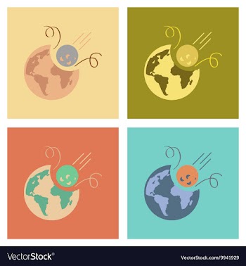 Assembly flat icons nature meteorite earth vector image