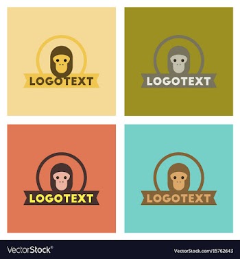 Assembly flat icons nature monkey logo vector image