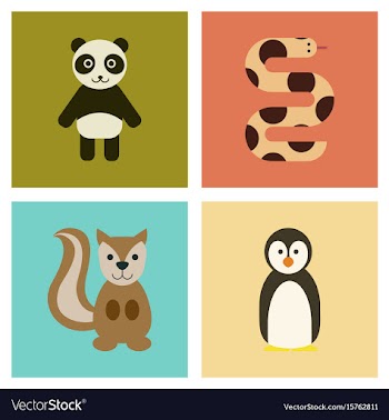 Assembly flat icons nature panda bear snake vector image