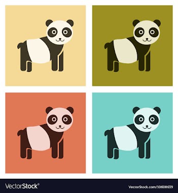 Assembly flat icons nature Panda bear vector image