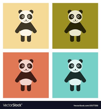 Assembly flat icons nature panda bear vector image