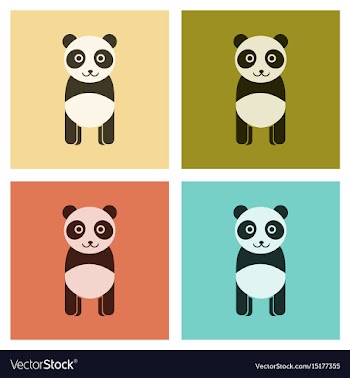 Assembly flat icons nature panda bear vector image