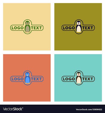 Assembly flat icons nature penguin logo vector image