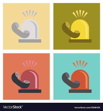 Assembly flat icons nature phone alarm lamp vector image