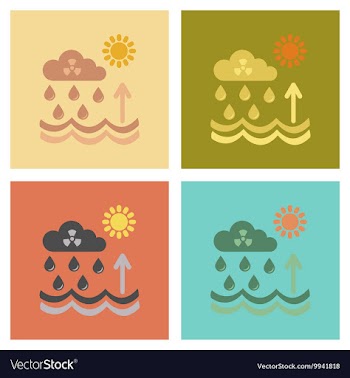 Assembly flat icons nature Radioactive cloud and vector image