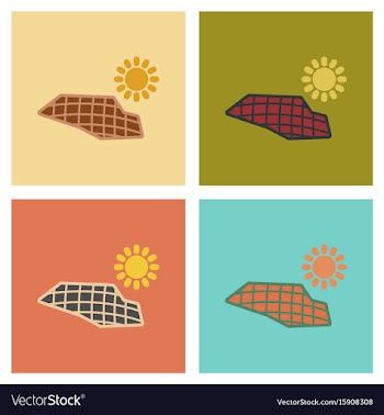 Assembly flat icons nature solar panels vector image