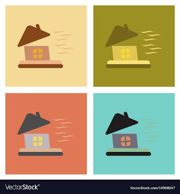 Assembly flat icons nature storm the house vector image