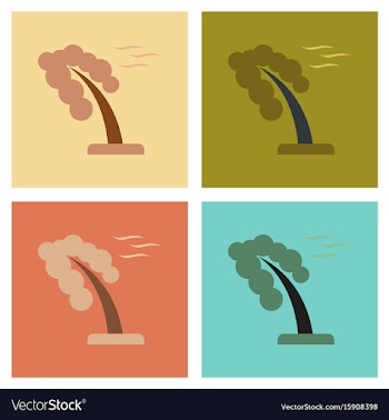 Assembly flat icons nature strong wind tree vector image