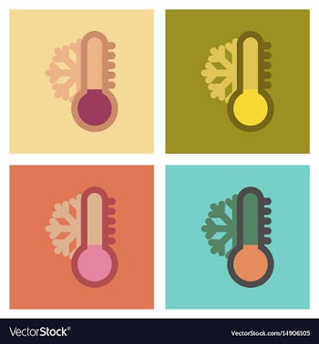 Assembly flat icons nature thermometer cold vector image