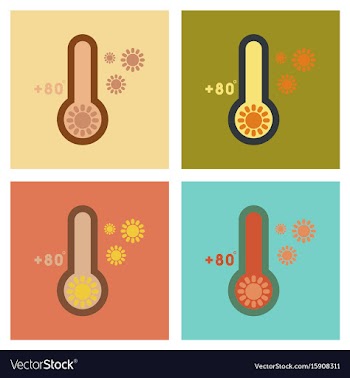 Assembly flat icons nature thermometer hot weather vector image