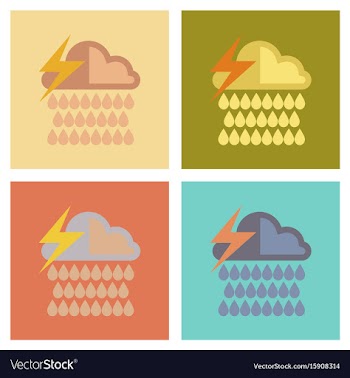Assembly flat icons nature thunderstorm rain cloud vector image