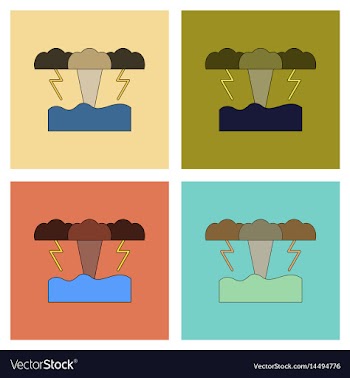Assembly flat icons nature tsunami vector image