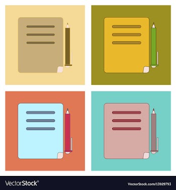 Assembly flat icons notebook and pen vector image