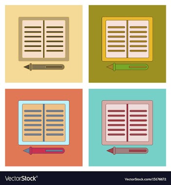 Assembly flat icons notebook and pen vector image
