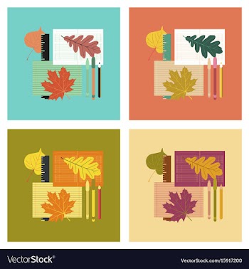 Assembly flat icons notebook pen vector image