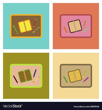 Assembly flat icons notebook pencil table vector image