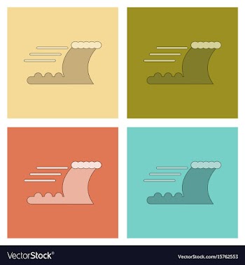Assembly flat icons ocean tsunami vector image
