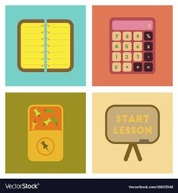 Assembly flat icons office pins notebook vector image