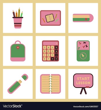 Assembly flat icons office pins notebook vector image
