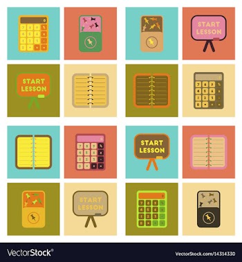 Assembly flat icons office pins notebook vector image