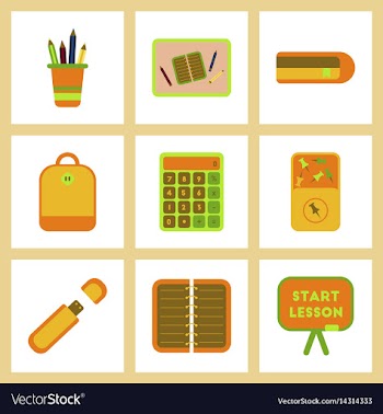 Assembly flat icons office pins notebook vector image