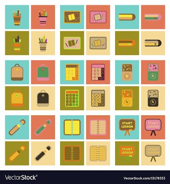 Assembly flat icons office pins notebook vector image