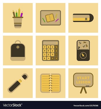 Assembly flat icons office pins notebook vector image