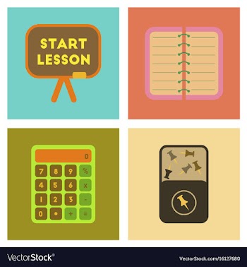 Assembly flat icons office pins notebook vector image