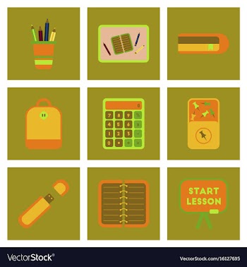 Assembly flat icons office pins notebook vector image