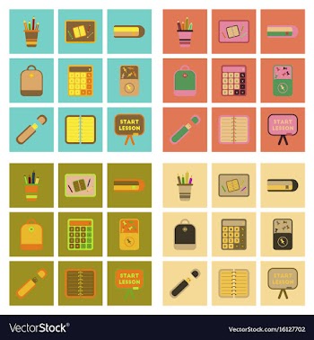 Assembly flat icons office pins notebook vector image