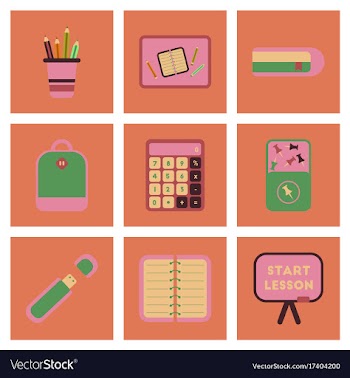 Assembly flat icons office pins notebook vector image