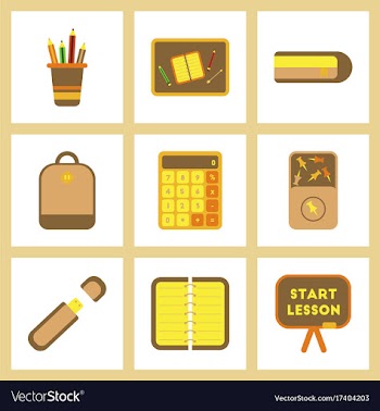 Assembly flat icons office pins notebook vector image