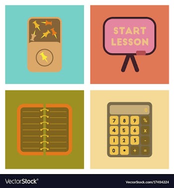 Assembly flat icons office pins notebook vector image