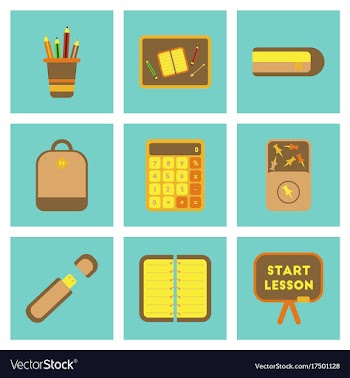 Assembly flat icons office pins notebook vector image