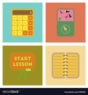 Assembly flat icons office pins notebook vector image