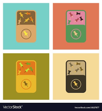 Assembly flat icons office pins vector image