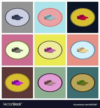 Assembly flat icons pair of men shoes vector image