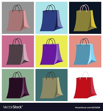 Assembly flat icons paper bag vector image