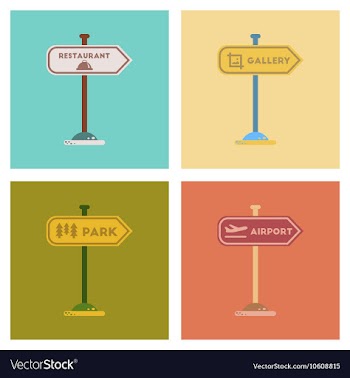 Assembly flat icons park gallery restaurant vector image