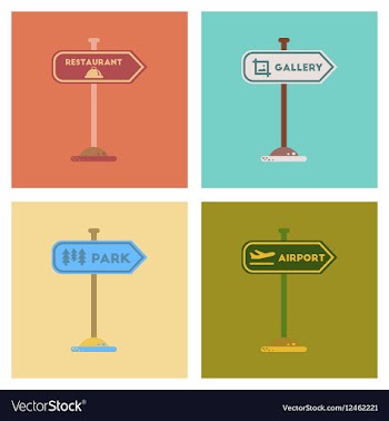 Assembly flat icons park gallery restaurant vector image