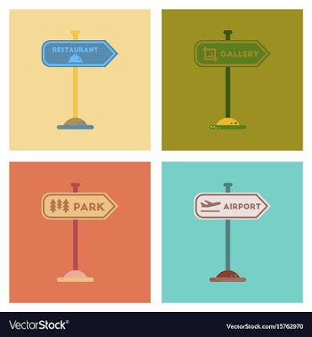 Assembly flat icons park gallery restaurant vector image