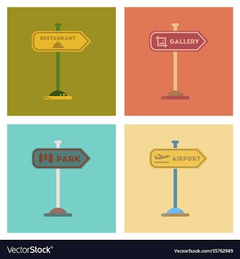 Assembly flat icons park gallery restaurant vector image