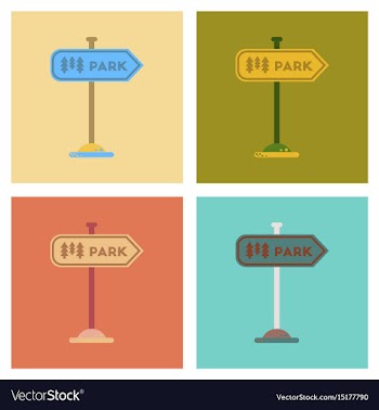 Assembly flat icons park sign vector image