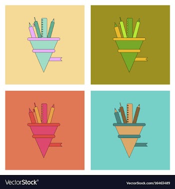 Assembly flat icons pencil pen ruler vector image