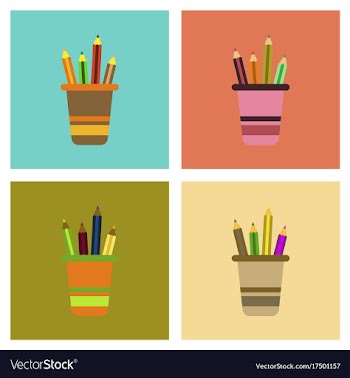 Assembly flat icons pencils in stand vector image
