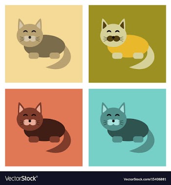 Assembly flat icons pet cat vector image