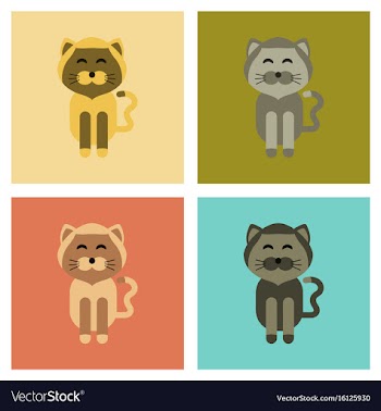 Assembly flat icons pet cat vector image