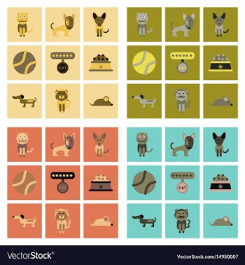 Assembly flat icons pets and accessories vector image
