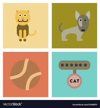 Assembly flat icons pets and accessories vector image